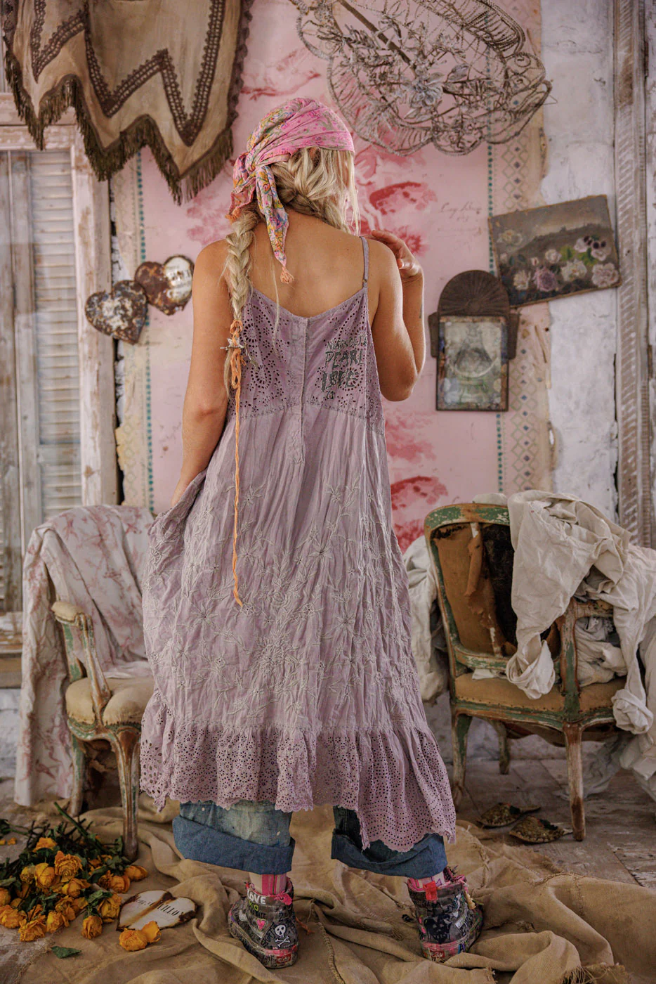 Magnolia Pearl Eyelet Vianny Slip Dress in Lilac Ash Dress 1312