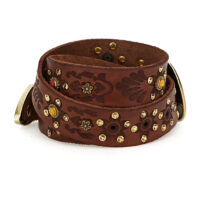 Campomaggi Italian Leather Belt in cognac with raster image  display picture 1
