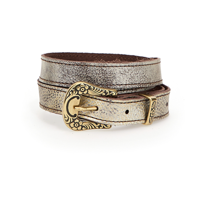 Campomaggi Italian Leather Cintura Laminated Belt in Platinum Belt C013561ND_X1855 C5011