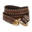 Campomaggi Italian Leather Belt in Dark Brown Grey Leather with dual rows of studs Belt C010630ND-X1494-C0501