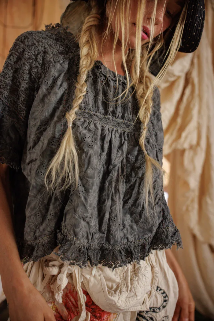 Magnolia Pearl European Cotton Lace Open Work Gabriella Blouse in Ozzy Top 2280 - Image 5