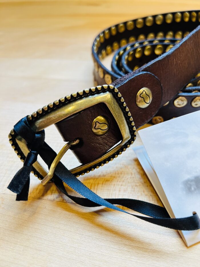 Campomaggi Italian Leather Dual Row Studded Belt in Chocolate Belt - Image 6