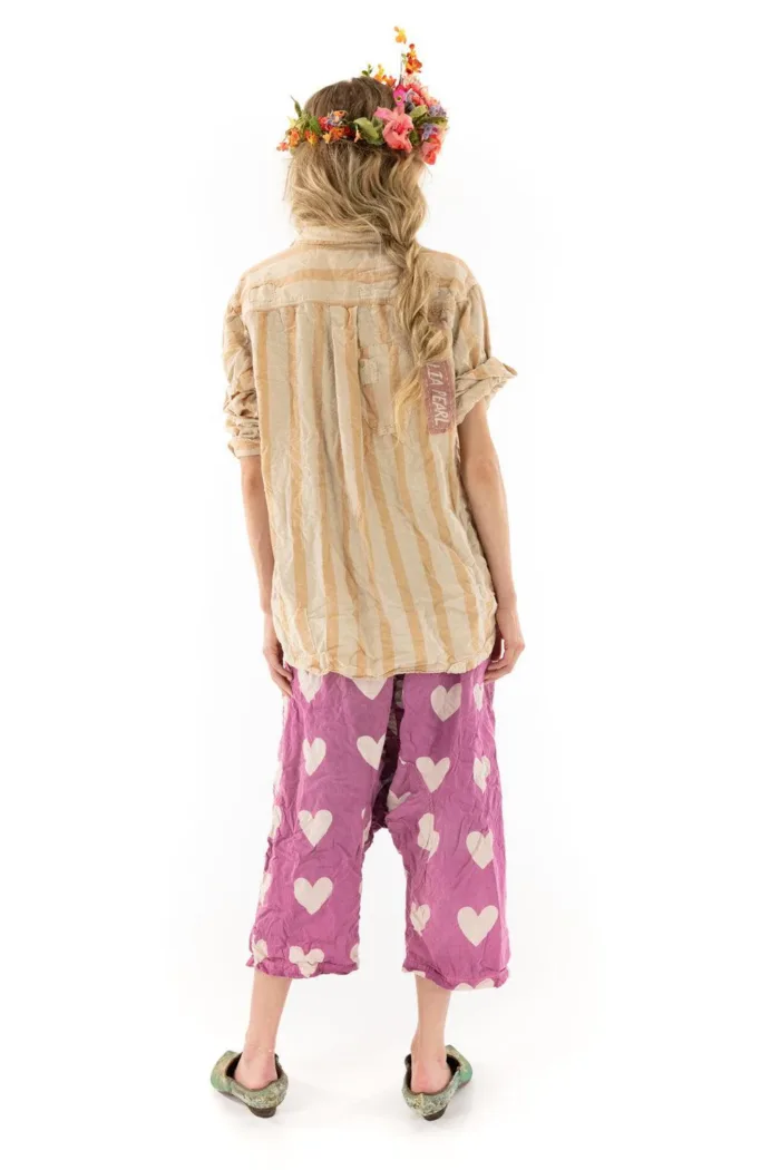 Magnolia Pearl Cotton Stripe Flex Raya Shirt in Guava Top 1119 - Image 6
