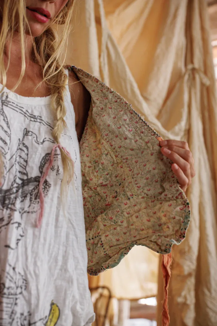 Magnolia Pearl European Cotton Quilted Kalamkari Andhra Jacket in Wonderland Jacket 1382 - Image 5